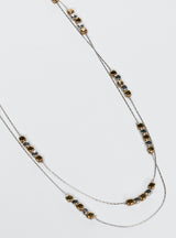 TWO TONE SQUARE BEAD NECKALCE