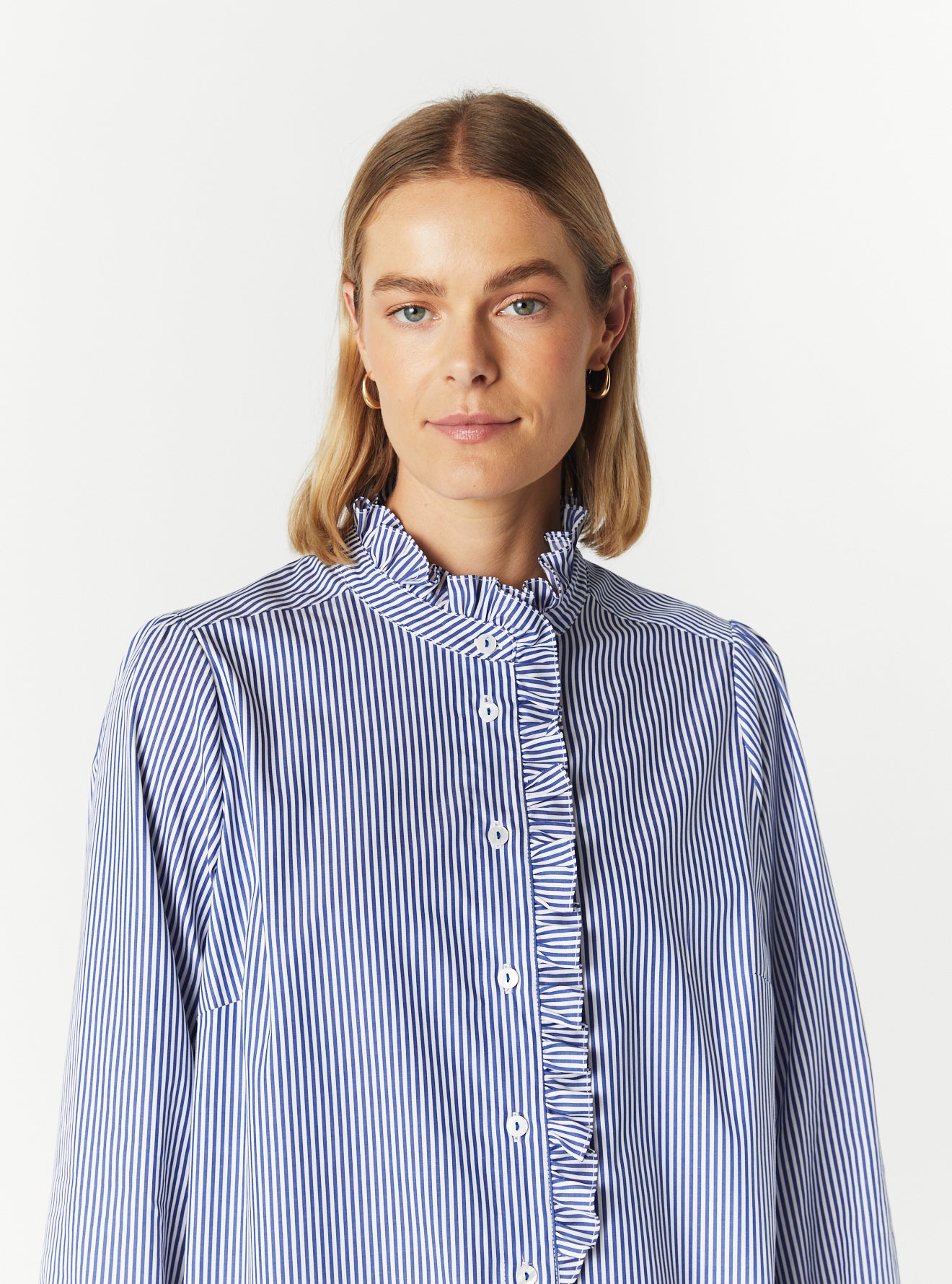 RILEY RUFFLE TRIM LONG SLEEVE SHIRT