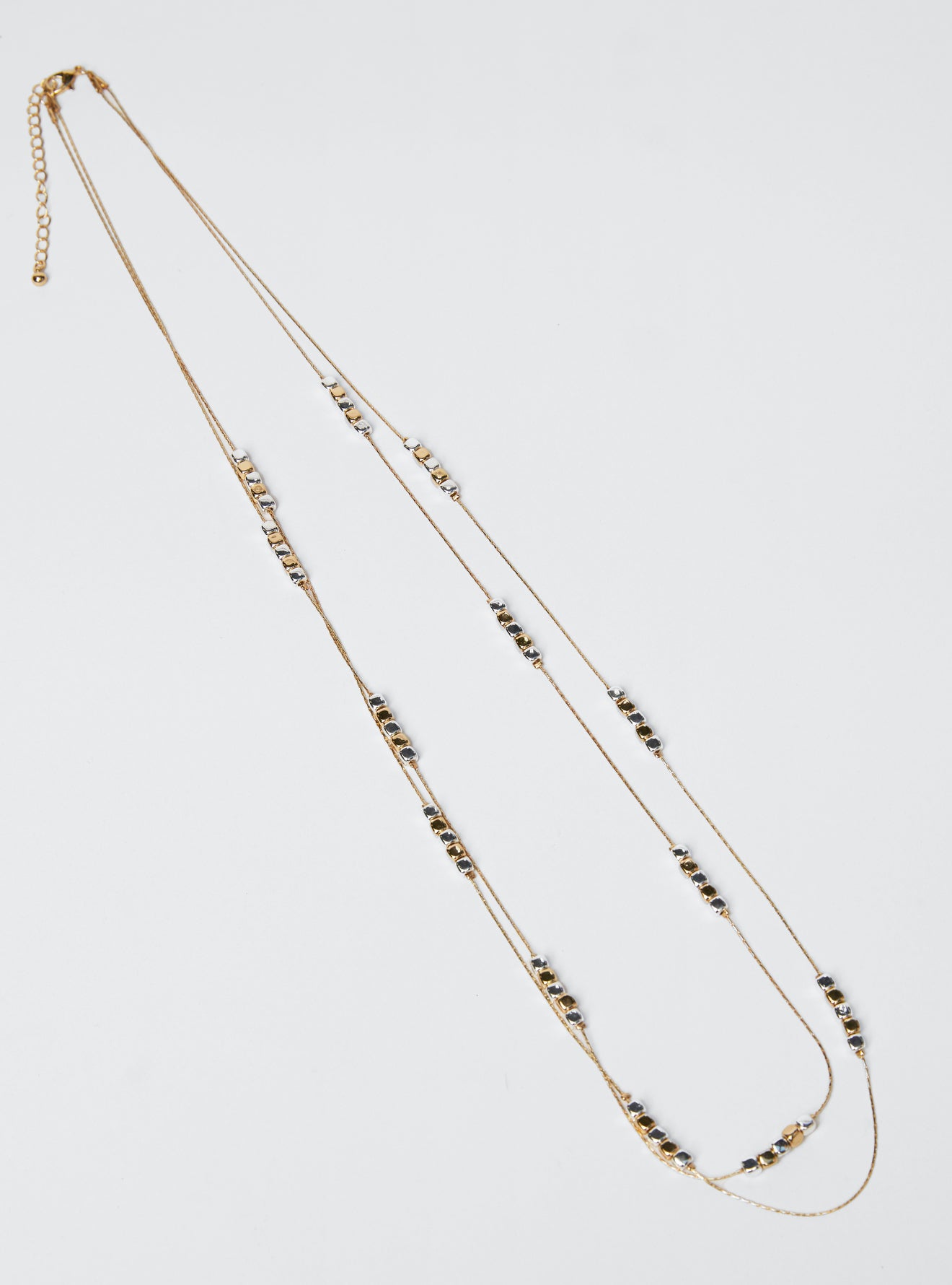 TWO TONE SQUARE BEAD NECKALCE