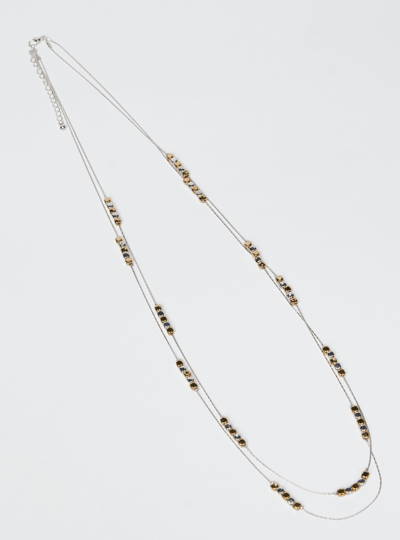 TWO TONE SQUARE BEAD NECKALCE