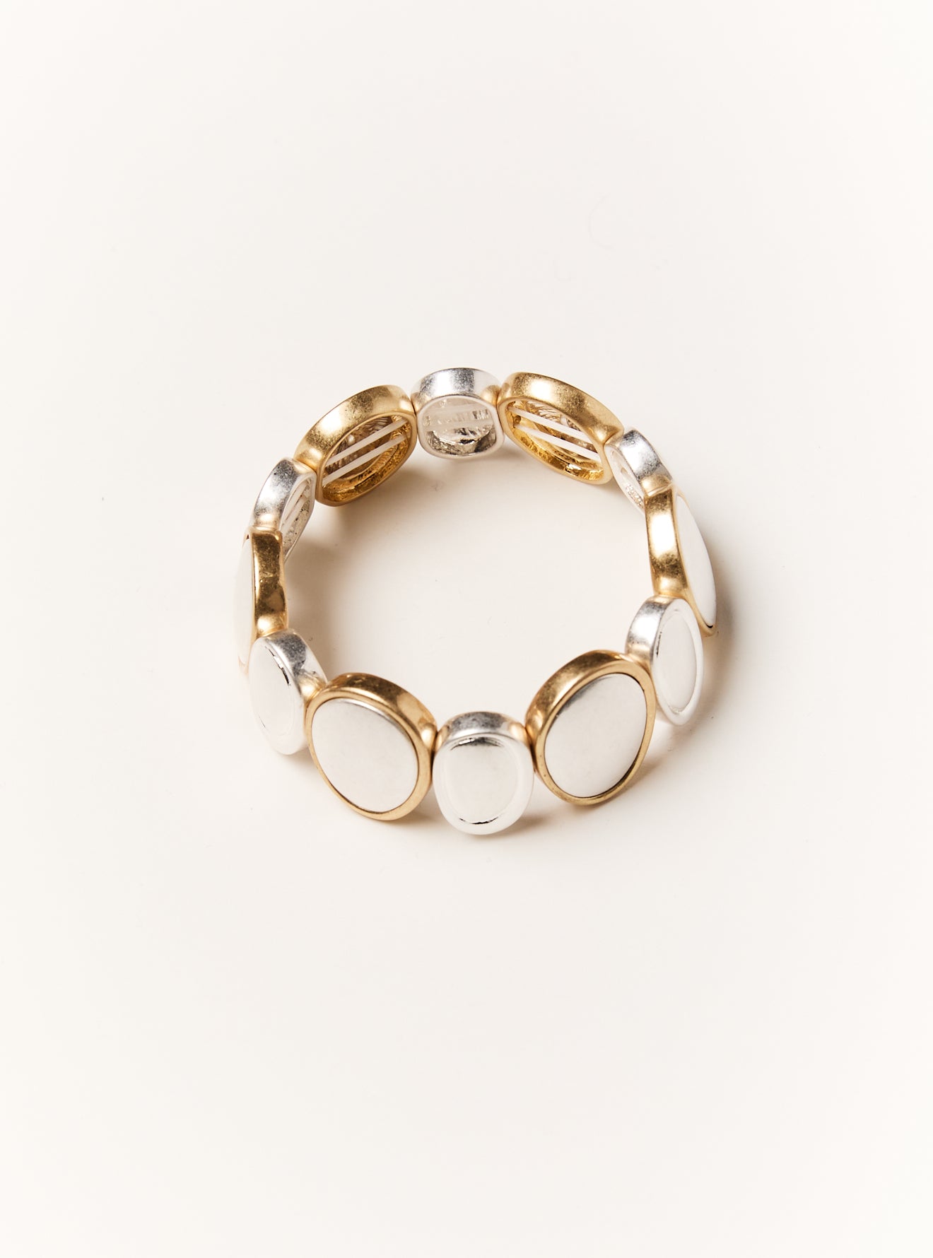 TWO TONE OVAL DISC STRETCH BRACELET