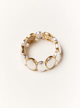 TWO TONE OVAL DISC STRETCH BRACELET
