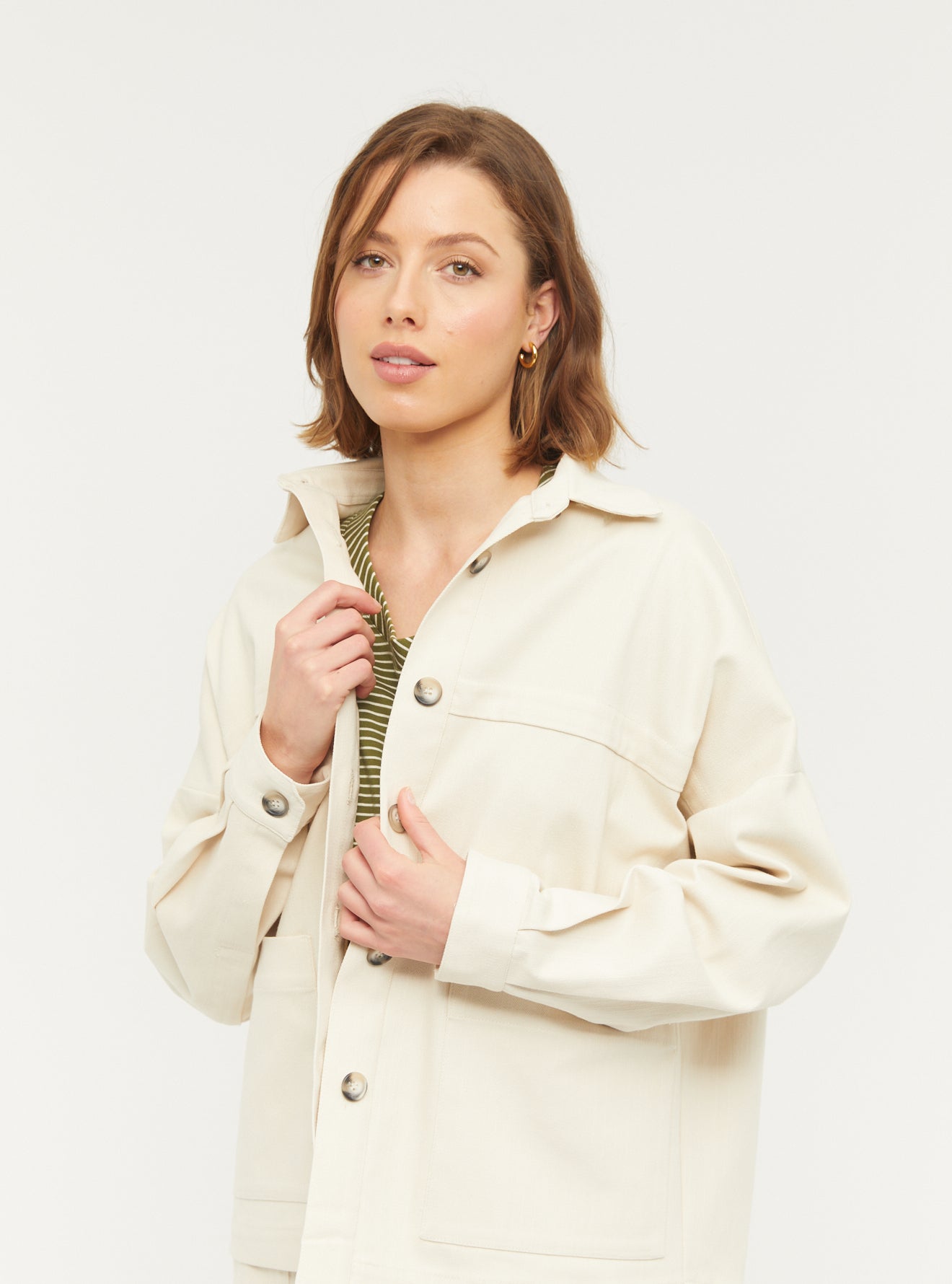 Women's Loir Shacket - Natural - Cotton Drill – The Ark Clothing Co.