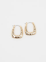 HAMMERED OBLONG HOOP EARRING