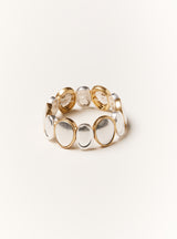 TWO TONE OVAL DISC STRETCH BRACELET