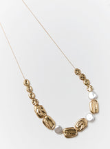 RUSTIC DISC & PEARL NECKLACE