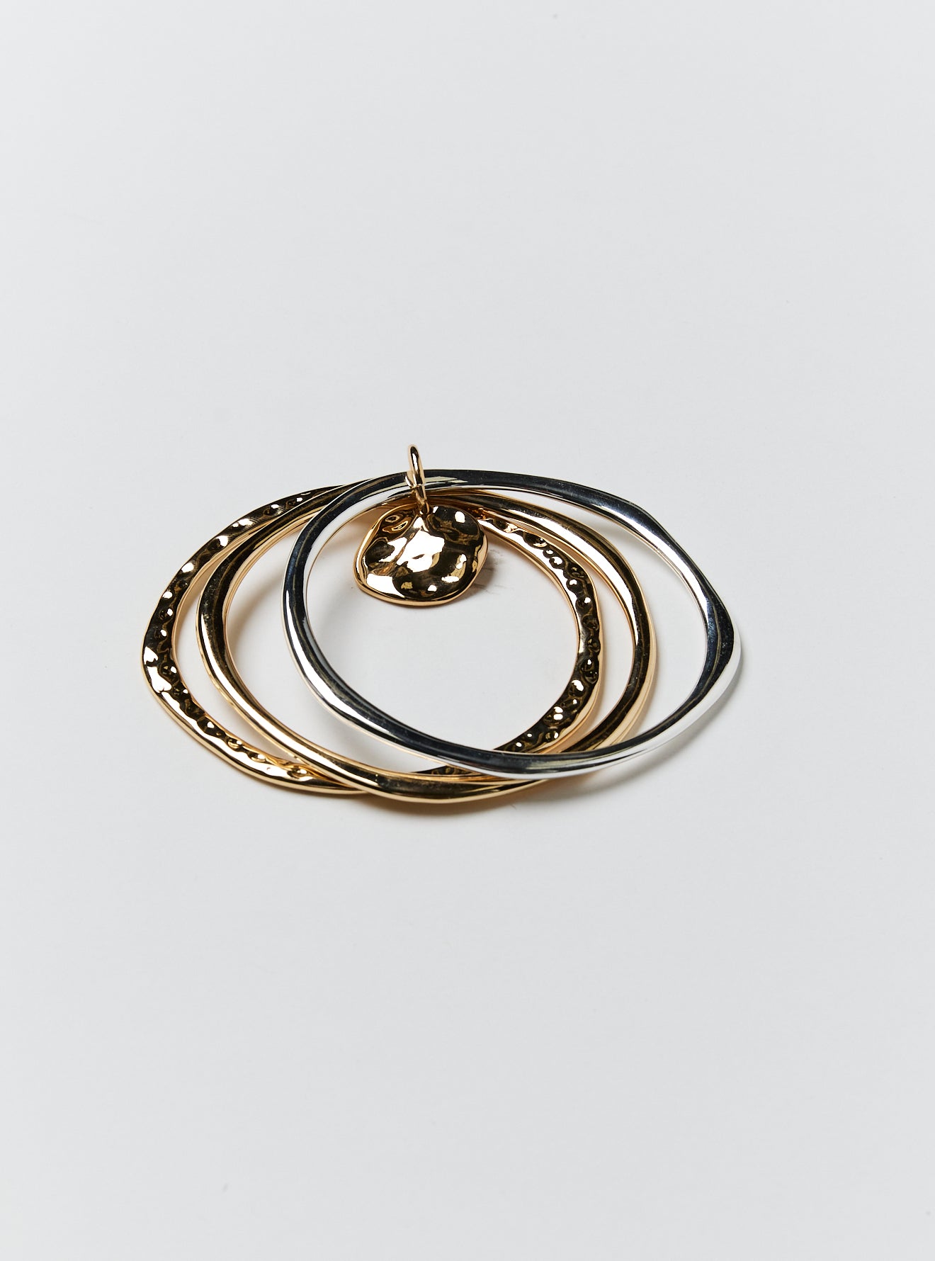 Mixed Metal w Charm, set of 3 bangles