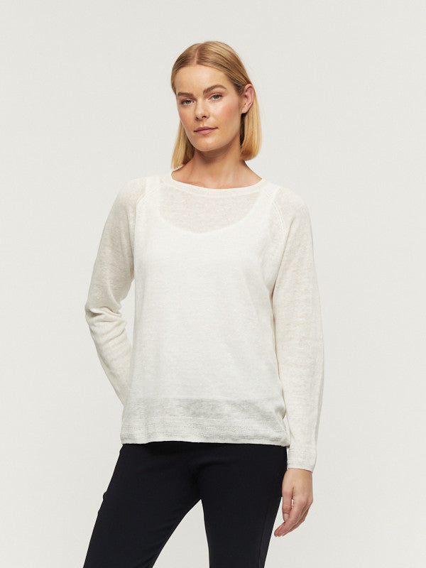 Women s Lucani Long Sleeve Linen Knit Top White The Ark